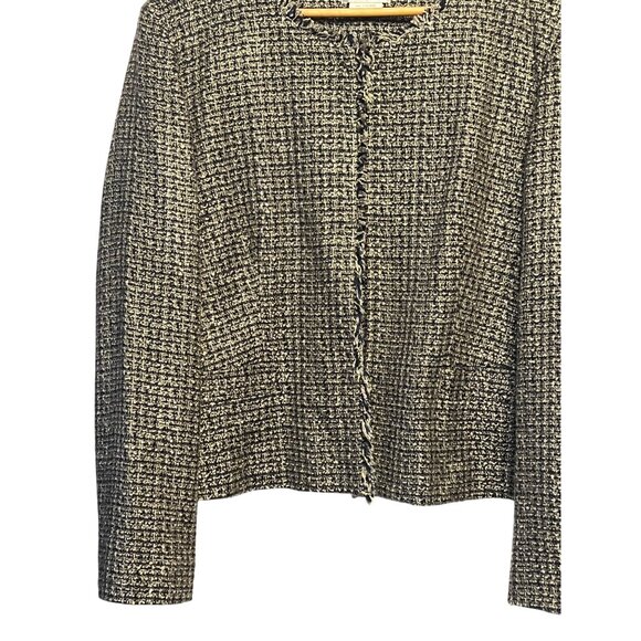 Van Heusen Studio Women Tweed Jacket XXL Black & White Raw Edges Preppy Office - Picture 14 of 16